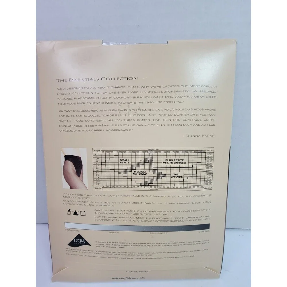 Donna Karan New York Signature Sheer Tanga Pantyhose Small Nude Style OA032 NOS - Picture 4 of 5